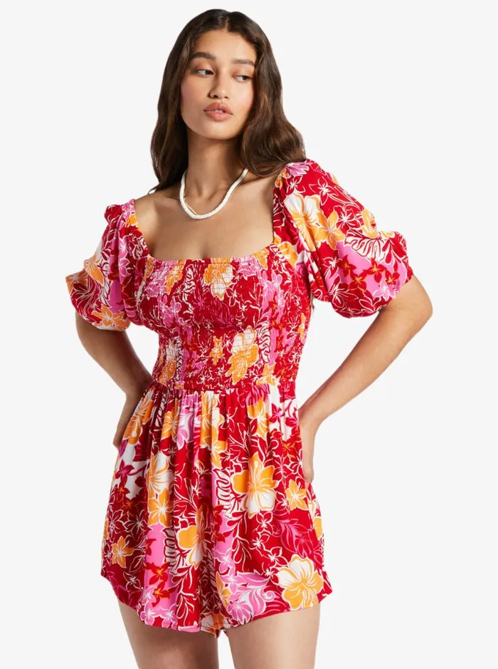 Roxy Jumpsuits and Rompers Barefoot Babe Romper Hilo Hibiscus 8211 Women
