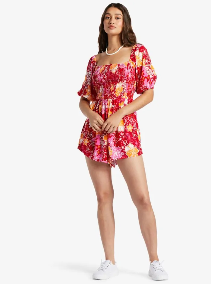 Roxy Jumpsuits and Rompers Barefoot Babe Romper Hilo Hibiscus 8211 Women Roxy Jumpsuits and Rompers Barefoot Babe Romper Hilo Hibiscus 8211 Women