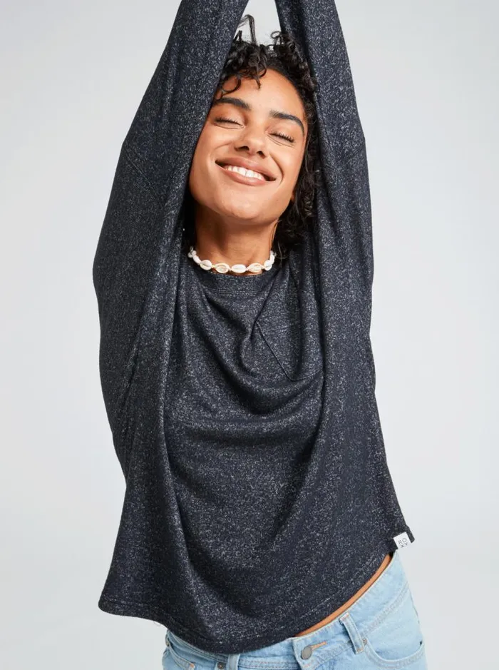 Roxy Loungewear Casual Vibe Long Sleeve Pocket TShirt Anthracite 8211 Women