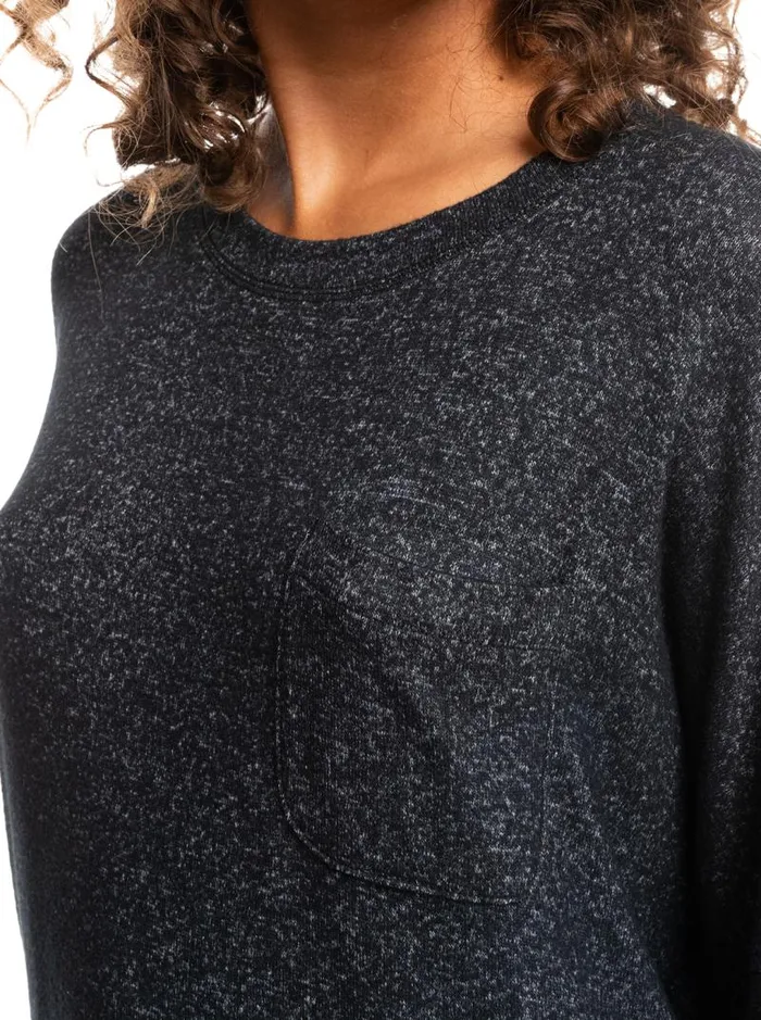 Roxy Loungewear Casual Vibe Long Sleeve Pocket TShirt Anthracite 8211 Women Roxy Loungewear Casual Vibe Long Sleeve Pocket TShirt Anthracite 8211 Women