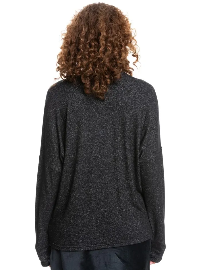 Roxy Loungewear Casual Vibe Long Sleeve Pocket TShirt Anthracite 8211 Women Roxy Loungewear Casual Vibe Long Sleeve Pocket TShirt Anthracite 8211 Women