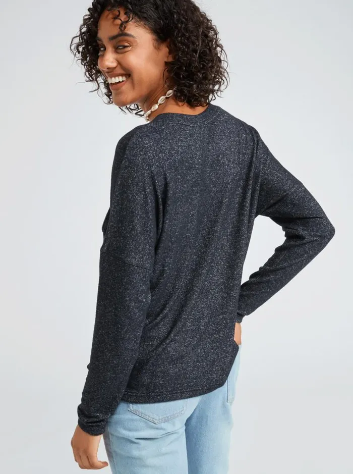 Roxy Loungewear Casual Vibe Long Sleeve Pocket TShirt Anthracite 8211 Women Roxy Loungewear Casual Vibe Long Sleeve Pocket TShirt Anthracite 8211 Women