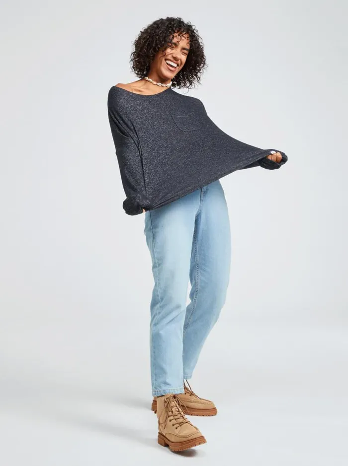 Roxy Loungewear Casual Vibe Long Sleeve Pocket TShirt Anthracite 8211 Women Roxy Loungewear Casual Vibe Long Sleeve Pocket TShirt Anthracite 8211 Women