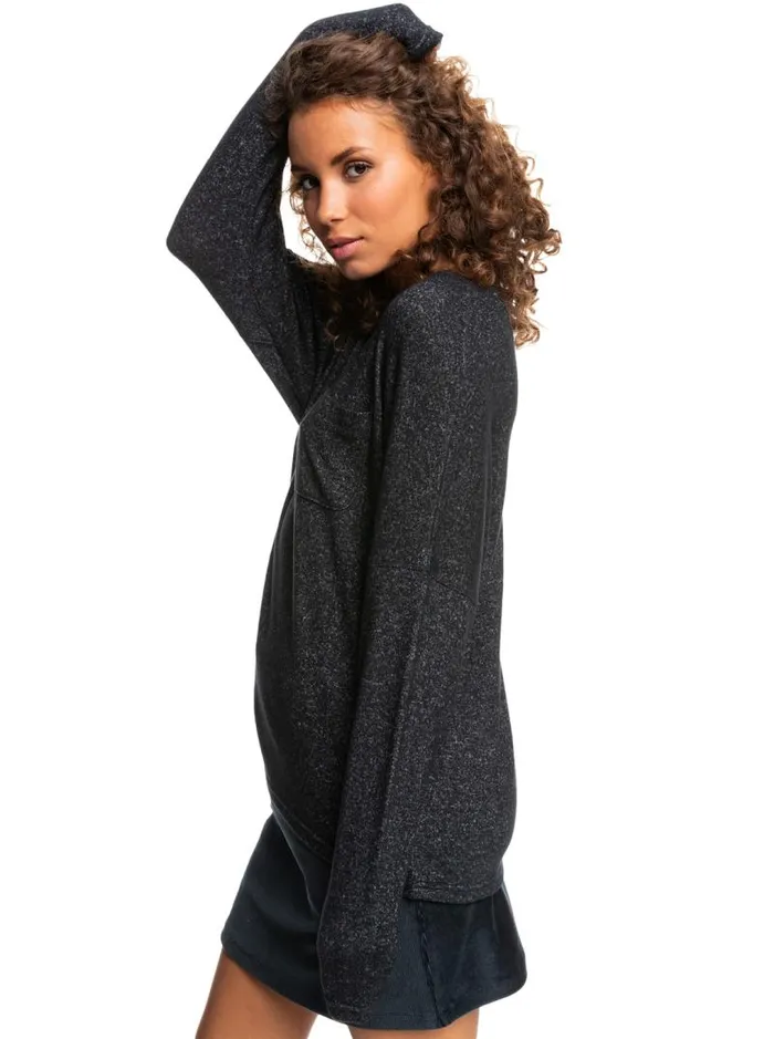Roxy Loungewear Casual Vibe Long Sleeve Pocket TShirt Anthracite 8211 Women Roxy Loungewear Casual Vibe Long Sleeve Pocket TShirt Anthracite 8211 Women
