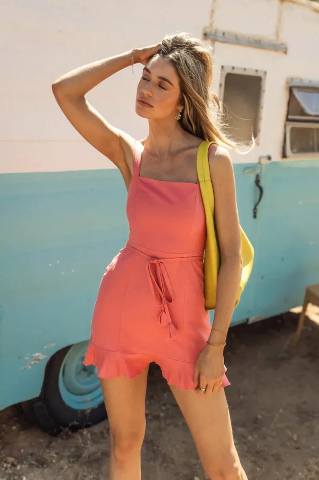 Roxy Mini Dress Coral Women Bohme Dresses