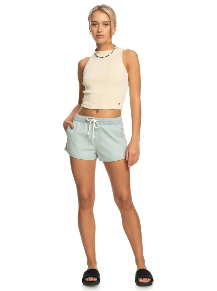 Roxy Shorts Go To The Beach Denim Shorts Bleached Blue 8211 Women Roxy Shorts Go To The Beach Denim Shorts Bleached Blue 8211 Women