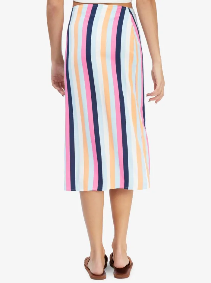 Roxy Skirts Destiny Waits Midi Wrap Skirt Cool Blue Throwback Stripe 8211 Women
