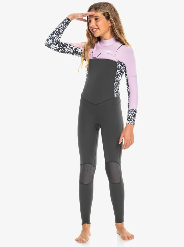 Roxy Surf Girl039s 816 43mmSwell Series Back Zip Wetsuit Jetorchid Bouquet 8211 Kids Roxy Surf Girl039s 816 43mmSwell Series Back Zip Wetsuit Jetorchid Bouquet 8211 Kids