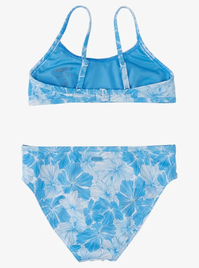 Roxy Swim Girl039s 716 Joyful Ride Bralette TwoPiece Swim Set Azure Blue Crayhibiscus 8211 Kids Roxy Swim Girl039s 716 Joyful Ride Bralette TwoPiece Swim Set Azure Blue Crayhibiscus 8211 Kids