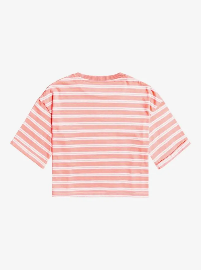 Roxy Tees and Tanks Girl039s 416 Happiness Begins Short Sleeve TShirt Salmon Rose Beachin Stripes 8211 Kids Roxy Tees and Tanks Girl039s 416 Happiness Begins Short Sleeve TShirt Salmon Rose Beachin Stripes 8211 Kids