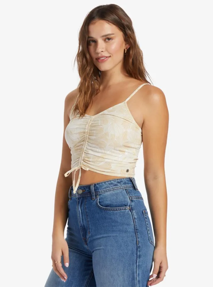 Roxy Tees and Tanks Vibrant Light Strappy Crop Top Tapioca Crazy Hibiscus 8211 Women Roxy Tees and Tanks Vibrant Light Strappy Crop Top Tapioca Crazy Hibiscus 8211 Women
