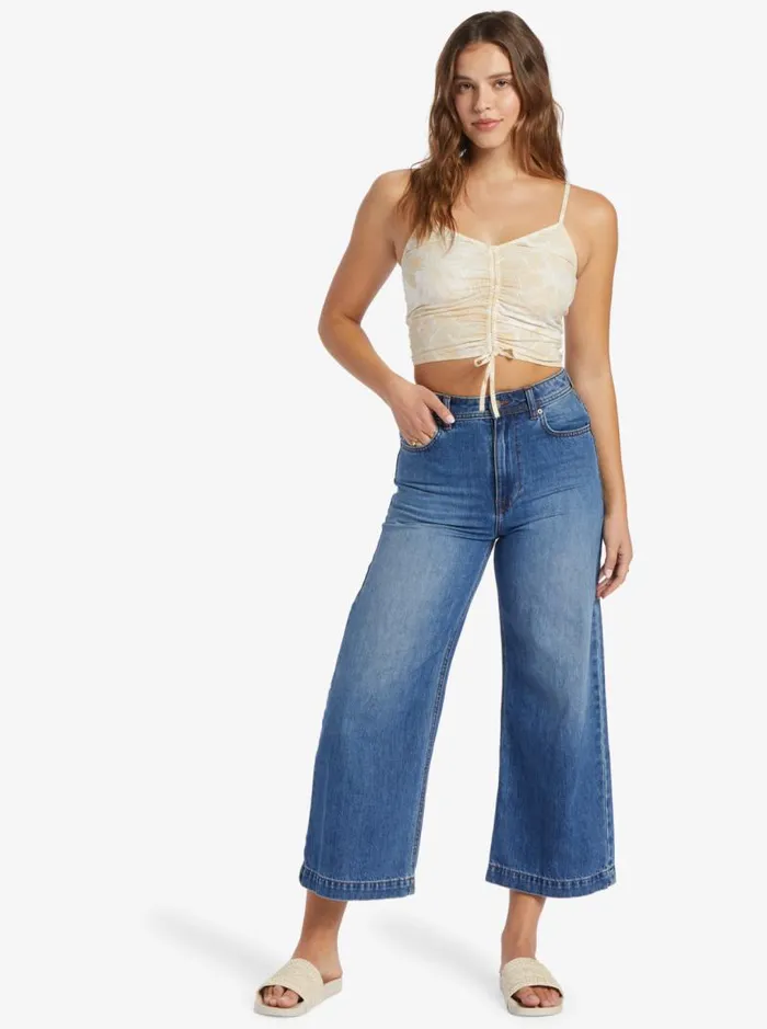 Roxy Tees and Tanks Vibrant Light Strappy Crop Top Tapioca Crazy Hibiscus 8211 Women Roxy Tees and Tanks Vibrant Light Strappy Crop Top Tapioca Crazy Hibiscus 8211 Women