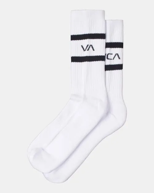 Rvca 2 Pack Striped Crew Socks White SportMen Other Accessories