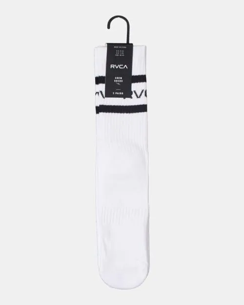 Rvca 2 Pack Striped Crew Socks White SportMen Other Accessories