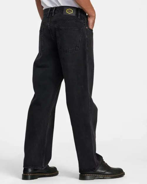 Rvca Americana Dayshift Relaxed Fit Jeans Black Rinse Men Denim