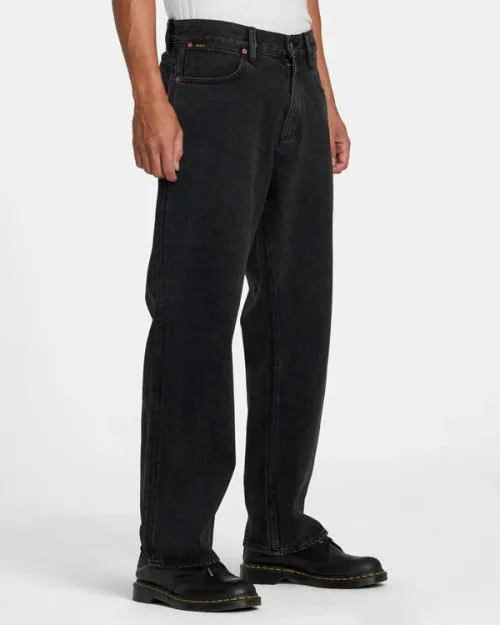 Rvca Americana Dayshift Relaxed Fit Jeans Black Rinse Men Denim