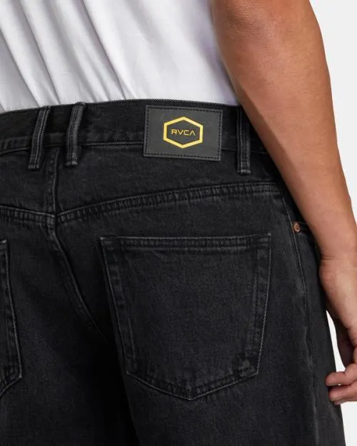 Rvca Americana Dayshift Relaxed Fit Jeans Black Rinse Men Denim