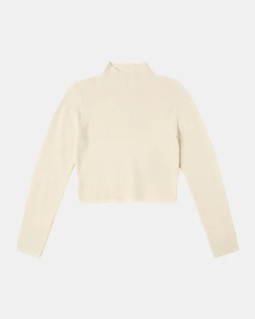 Rvca Aprs Sweater Long Sleeve Crop Top Latte Women Sweaters
