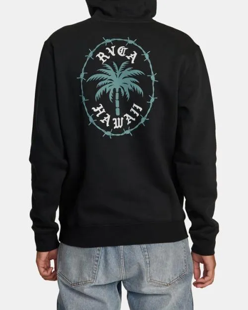 Rvca Barbed Palm Hoodie Black Men Hoodies and Sweatshirts