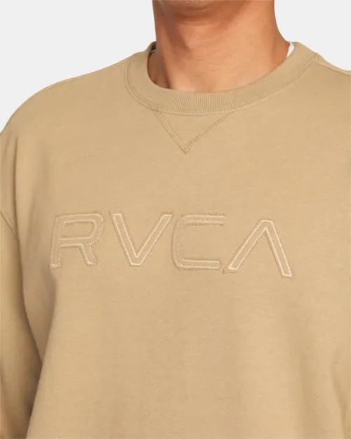 Rvca Big Stitched Sweatshirt Khaki Men Hoodies and Sweatshirts