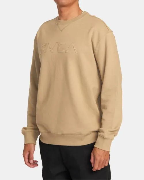 Rvca Big Stitched Sweatshirt Khaki Men Hoodies and Sweatshirts