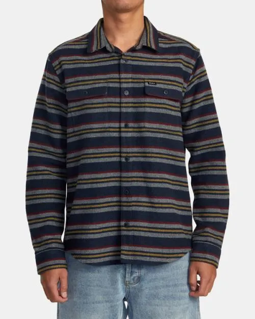 Rvca Blanket Long Sleeve Shirt Navy Men Shirts and Flannels
