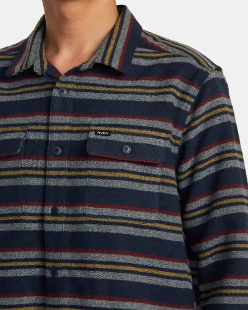 Rvca Blanket Long Sleeve Shirt Navy Men Shirts and Flannels