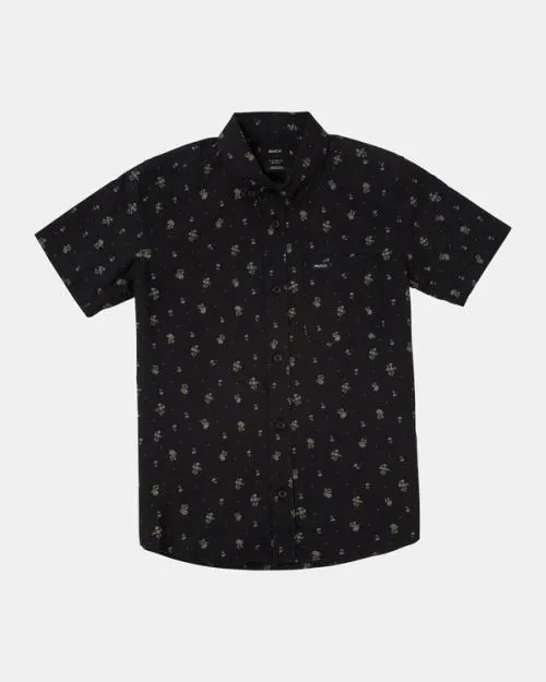Rvca Boy039s Thatll Do Print Short Sleeve Shirt Rvca Black Boys Shirts and Flannels
