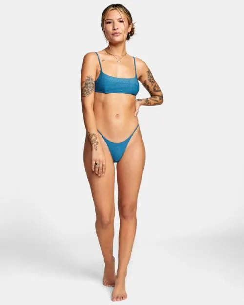 Rvca Brightside Skimpy French Bikini Bottoms Snorkel Blue Women Bikini Bottoms