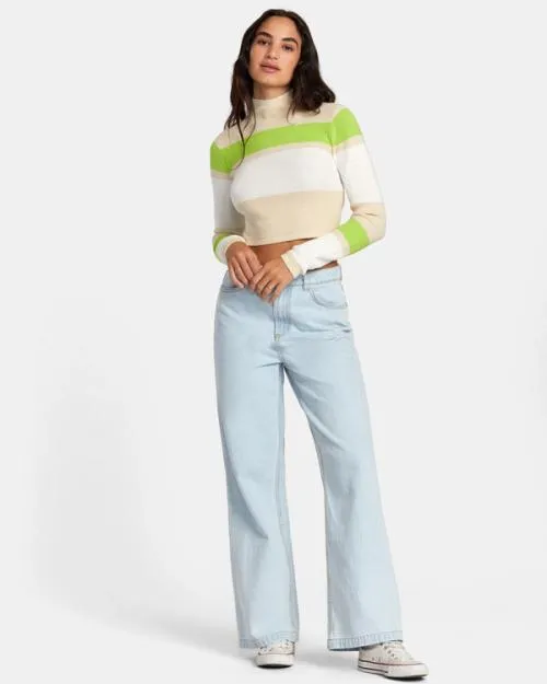 Rvca Coco Denim Jeans Bleach Wash Women Pants
