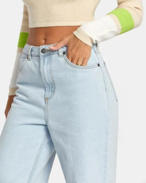 Rvca Coco Denim Jeans Bleach Wash Women Pants