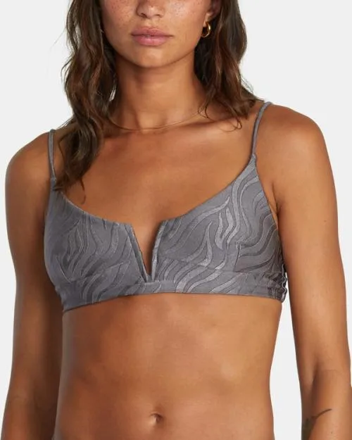 Rvca Feral VWire Cropped Bikini Top Shark Women Bikini Tops