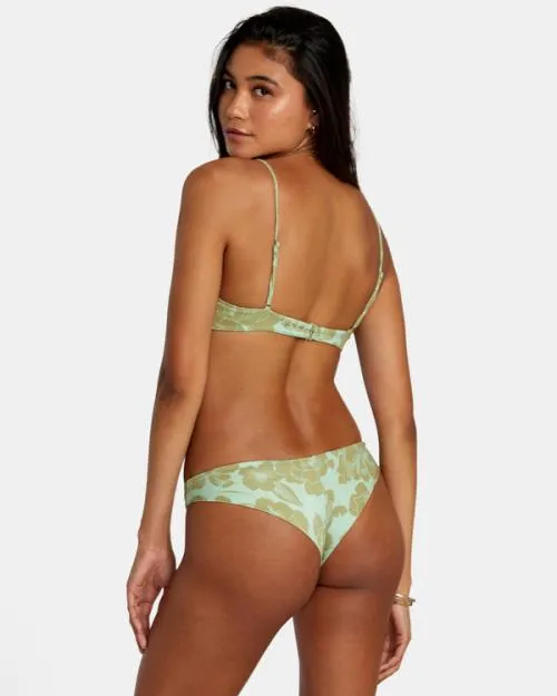 Rvca Fine Lines Shimmer Cheeky Bikini Bottoms Seafoam Women Bikini Bottoms