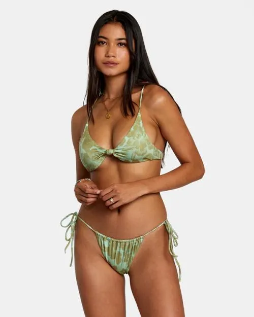 Rvca Fine Lines Shimmer Medium Bikini Bottoms Seafoam Women Bikini Bottoms