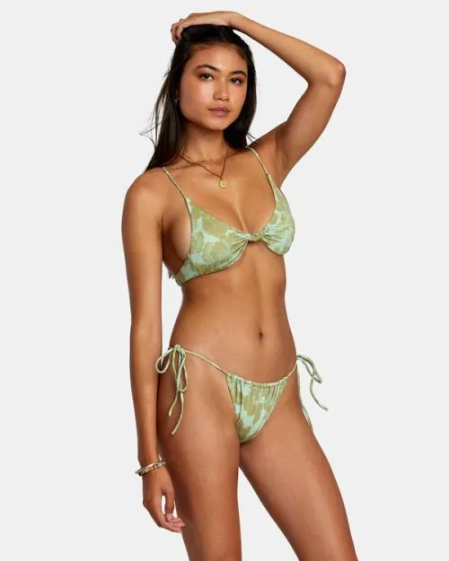 Rvca Fine Lines Shimmer Medium Bikini Bottoms Seafoam Women Bikini Bottoms