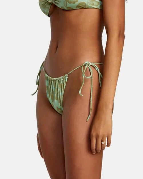 Rvca Fine Lines Shimmer Medium Bikini Bottoms Seafoam Women Bikini Bottoms