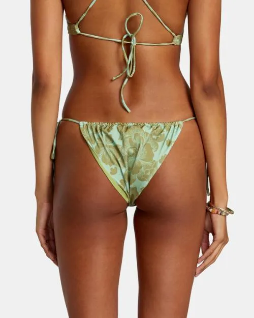 Rvca Fine Lines Shimmer Medium Bikini Bottoms Seafoam Women Bikini Bottoms