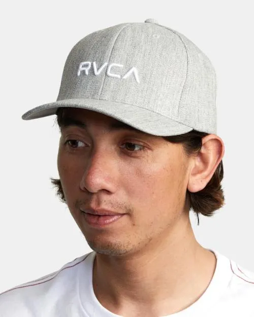 Rvca Flex Fit Hat Heather Grey Men Hats and Beanies