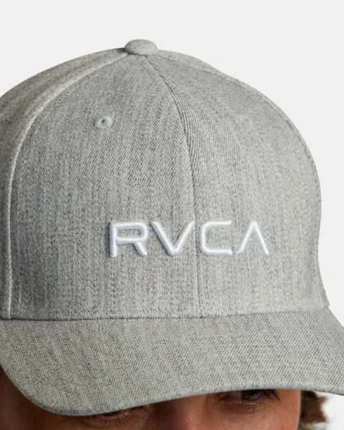 Rvca Flex Fit Hat Heather Grey Men Hats and Beanies