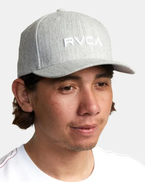 Rvca Flex Fit Hat Heather Grey Men Hats and Beanies