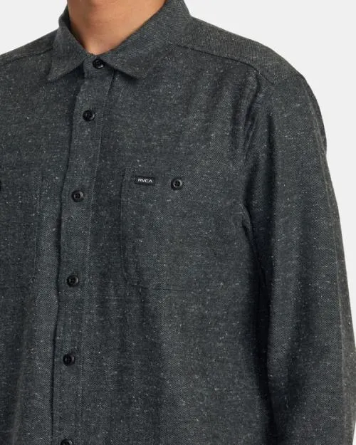 Rvca Harvest Neps Flannel Shirt Black Men Shirts and Flannels
