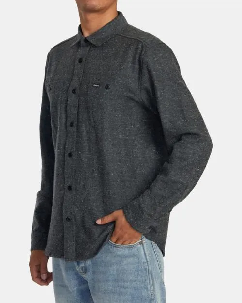 Rvca Harvest Neps Flannel Shirt Black Men Shirts and Flannels