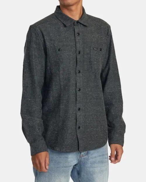 Rvca Harvest Neps Flannel Shirt Black Men Shirts and Flannels