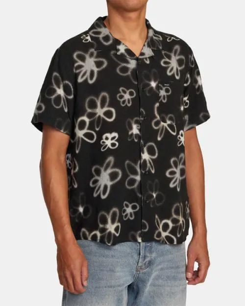 Rvca Hi Speed Floral Short Sleeve Shirt Black Men Shirts and Flannels