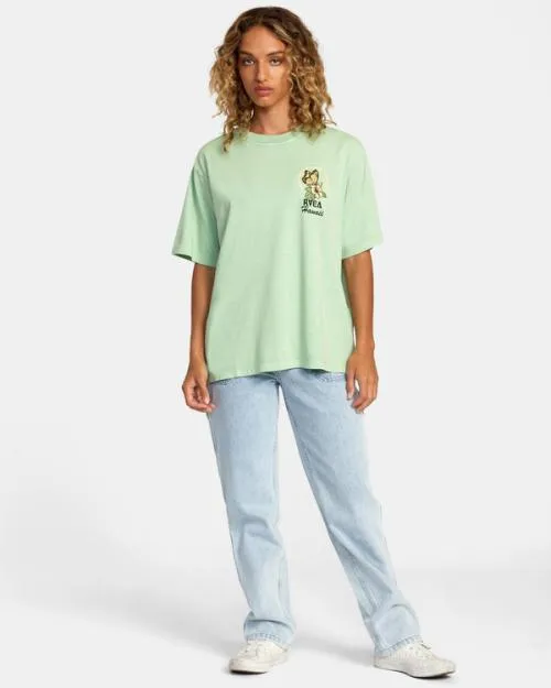 Rvca Hibiscus Hawaii Tee Seafoam Women Tees and Tanks