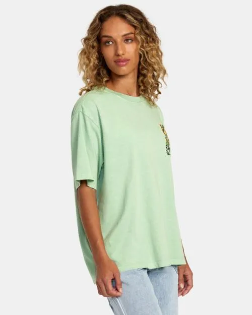 Rvca Hibiscus Hawaii Tee Seafoam Women Tees and Tanks
