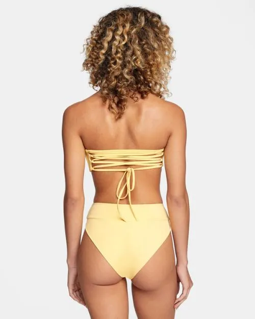 Rvca HighRise Cheeky Bikini Bottoms Gold Women Bikini Bottoms