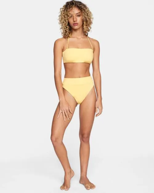 Rvca HighRise Cheeky Bikini Bottoms Gold Women Bikini Bottoms