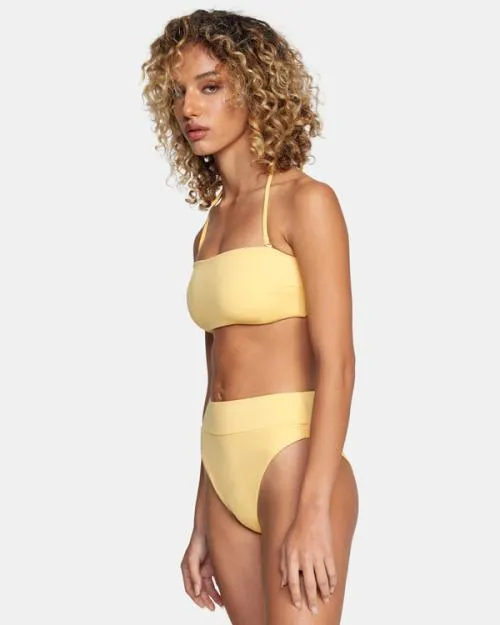 Rvca HighRise Cheeky Bikini Bottoms Gold Women Bikini Bottoms
