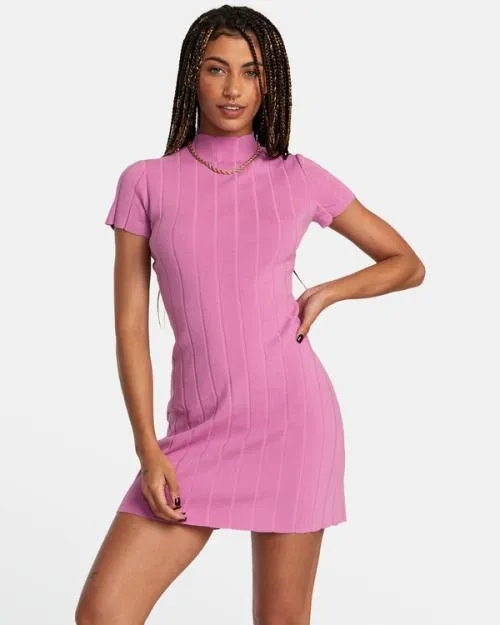 Rvca Jones Sweater Dress Meta Pink Women Dresses and Rompers